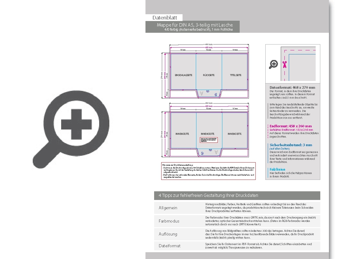 Product Bild mappe_f__r_din_a5__3-teilig_mit_lasche__4_0_farbig_(au__enseite_bedruckt)