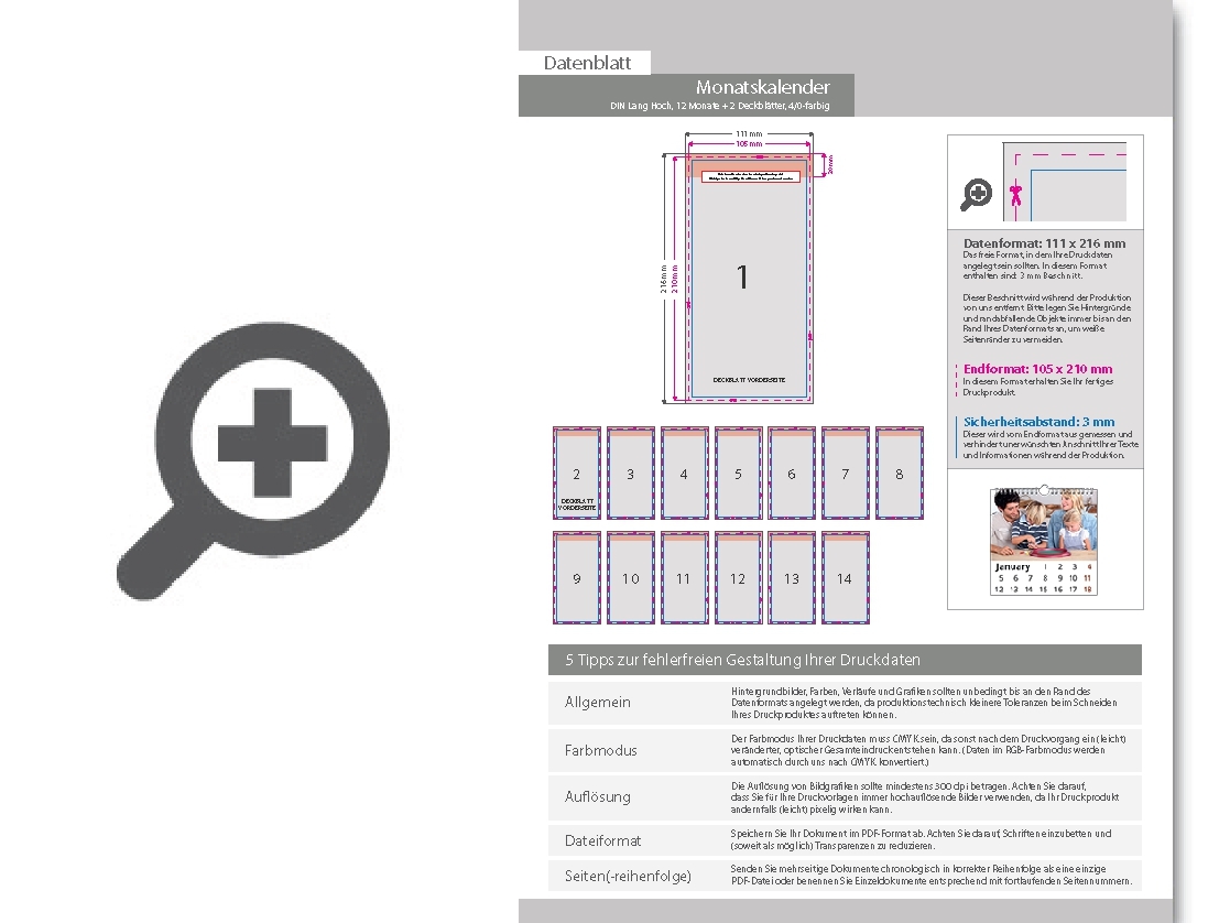 Product Bild monatskalender_14_blatt_(12_monate_+_2_deckbl__tter)__einseitig_bedruckt_4_0_farbig__din_lang_hoch_(105_x_210_mm)